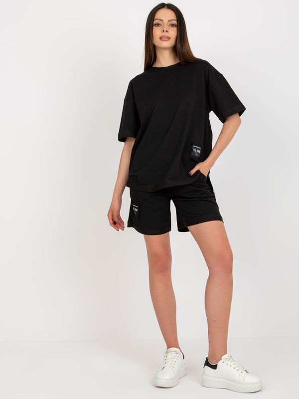 Fashionhunters Black summer set with oversize blouse