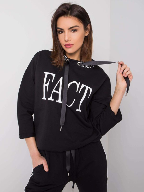 Fashionhunters Black sweatshirt with print