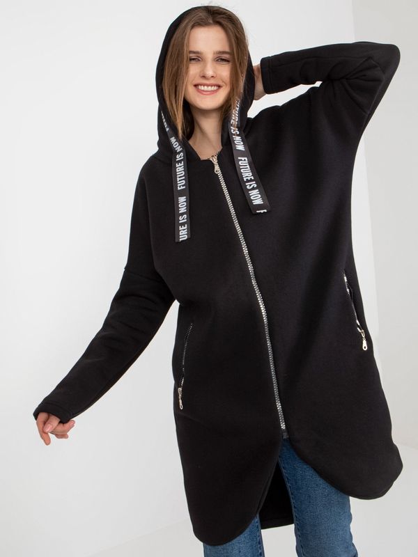 Fashionhunters Black sweatshirt with zipper hood