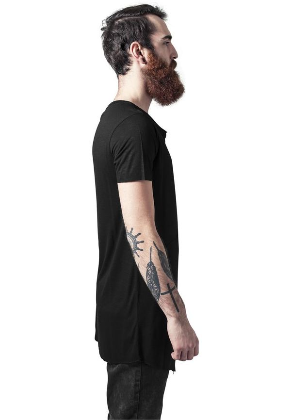 UC Men Black T-shirt with a long front zipper with an open brim