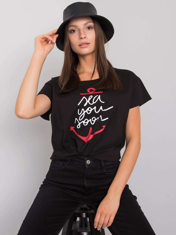 Fashionhunters Black T-shirt with inscription