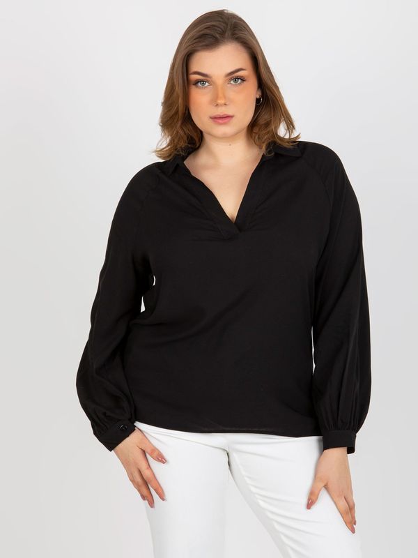 Fashionhunters Black viscose shirt blouse plus sizes