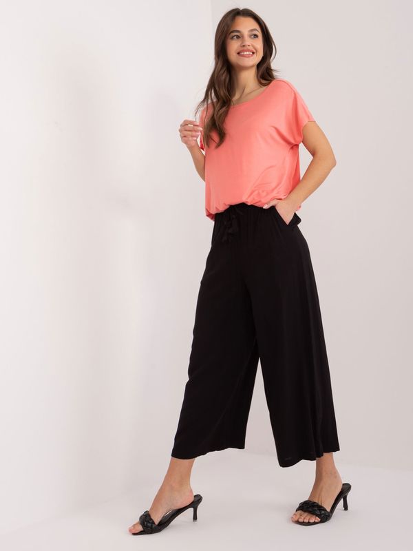 Fashionhunters Black wide trousers made of SUBLEVEL material