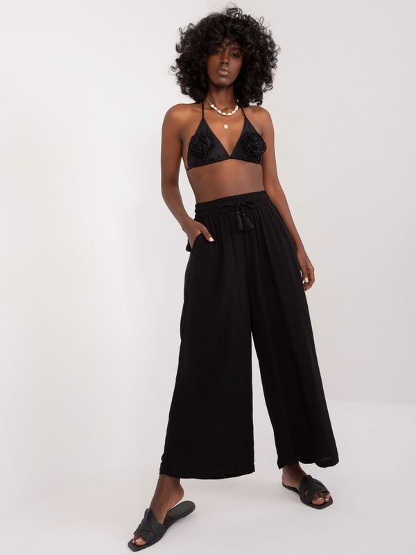 Fashionhunters Black wide viscose trousers SUBLEVEL