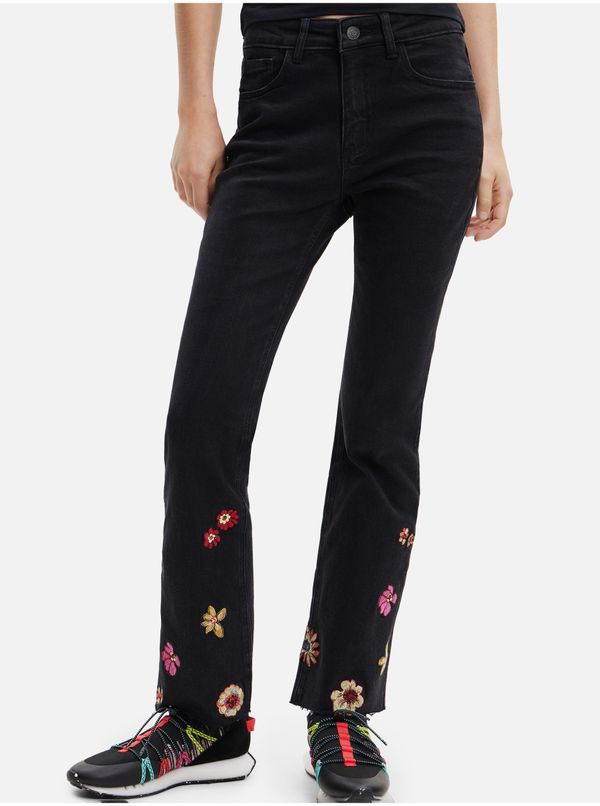 DESIGUAL Black Women Floral Straight Fit Jeans Desigual Nicole - Women