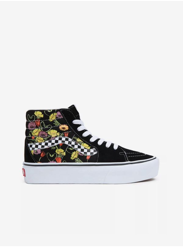 Vans Black Women Patterned Ankle Leather Sneakers on VANS Platform - Women