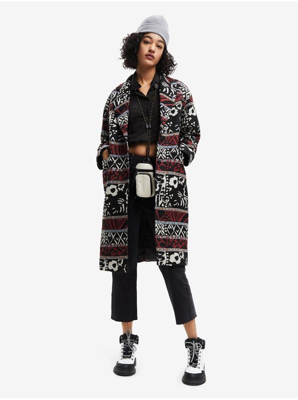 DESIGUAL Black Women Patterned Coat Desigual Dev - Women