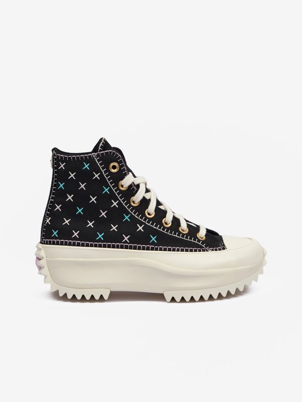 Converse Black women's ankle sneakers on the Converse Run Star Hike platform
