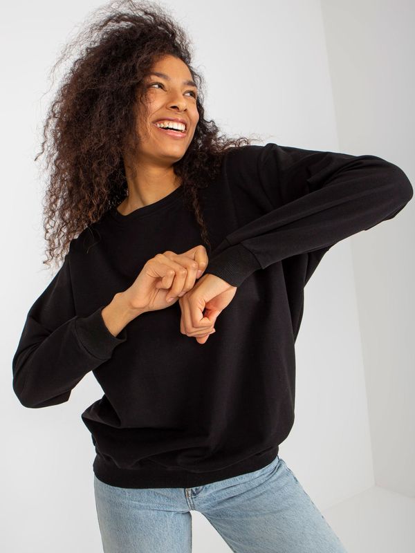 Fashionhunters Black women's basic hoodie in oversize cut