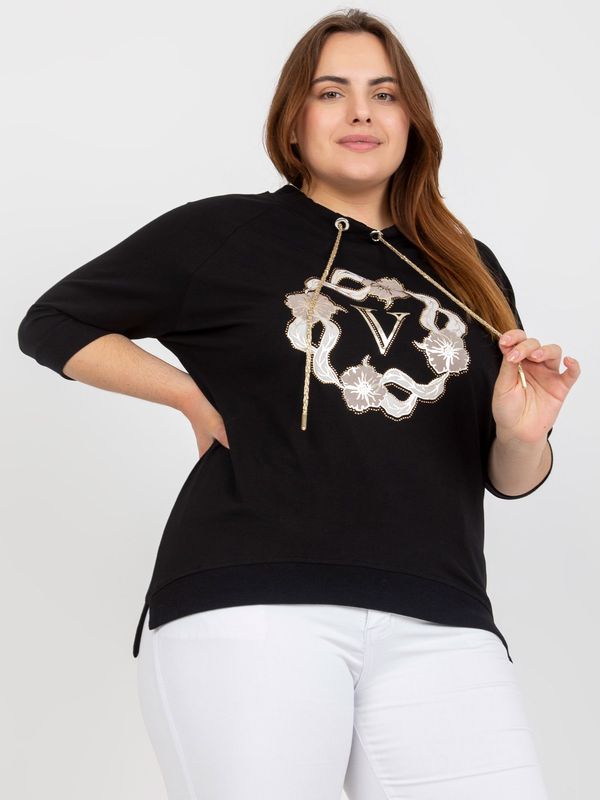 Fashionhunters Black women's blouse plus size with 3/4 sleeves