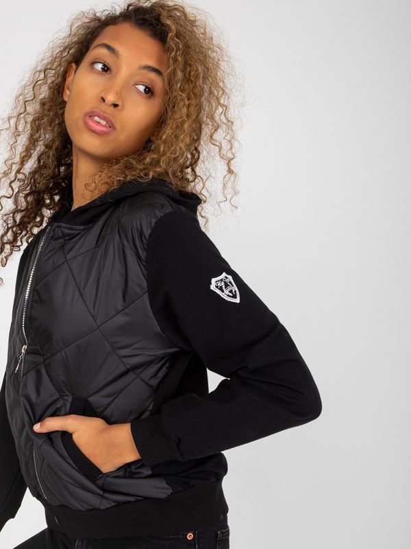 Fashionhunters Black Women's Bomber Sweatshirt with Stitching RUE PARIS