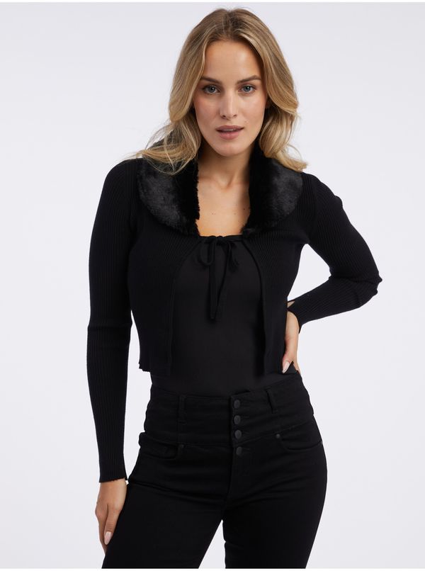 Orsay Black women's cardigan with faux fur ORSAY
