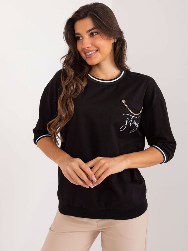 Fashionhunters Black women's casual blouse with inscription