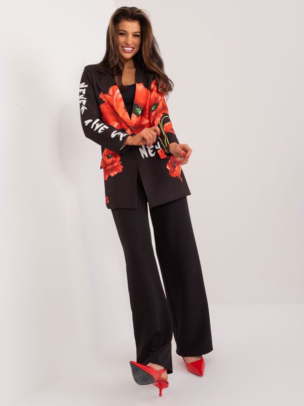 Fashionhunters Black women's floral blazer