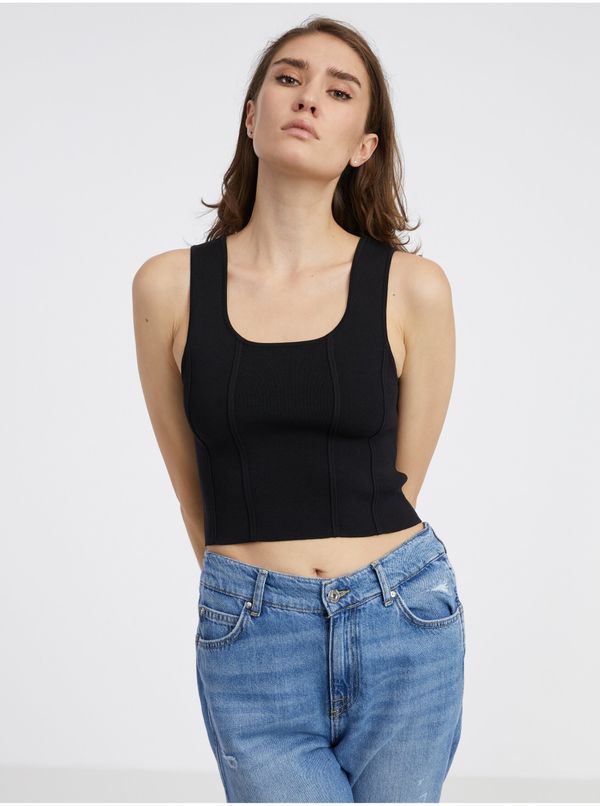 Noisy May Black Women's Knitted Crop Top with Noisy May Haisley Wool - Women
