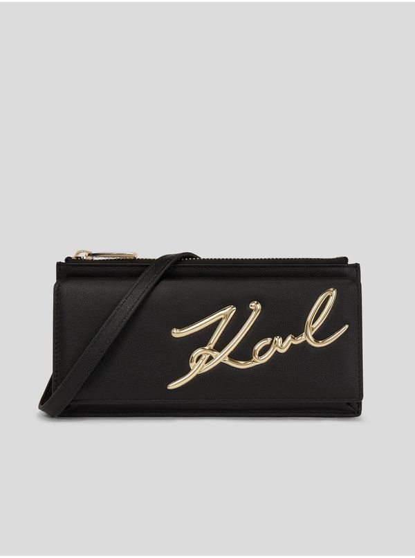 Karl Lagerfeld Black women's leather handbag KARL LAGERFELD Signature 2.0 Crossbody - Women