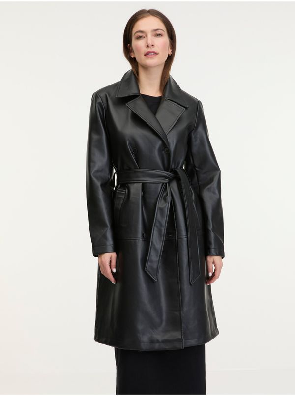 JDY Black Women's Leatherette Coat JDY Vicos - Ladies