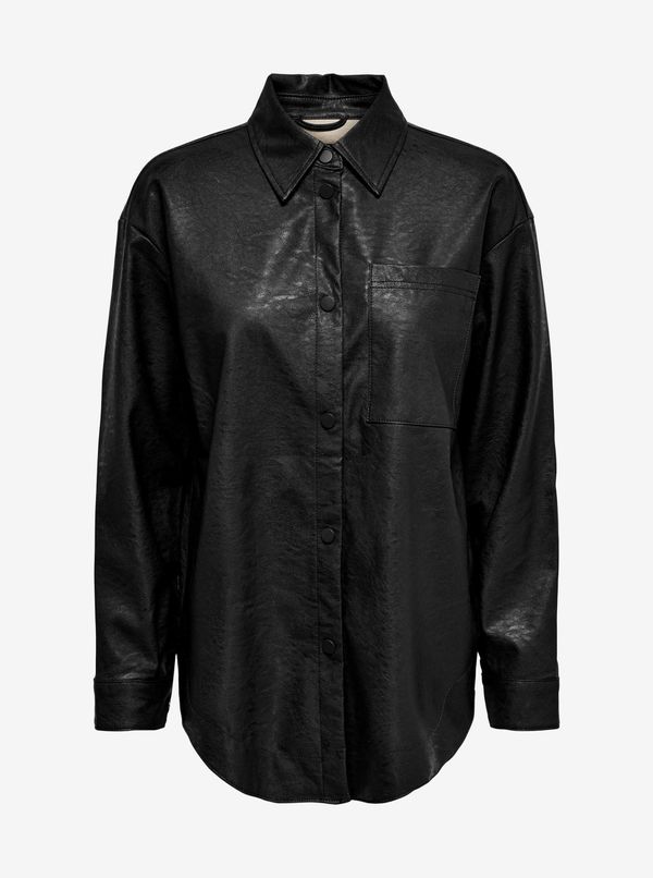 Only Black Women's Leatherette Shirt ONLY Mia - Ladies