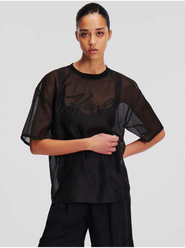 Karl Lagerfeld Black women's oversize t-shirt KARL LAGERFELD Organza T-shirt - Women