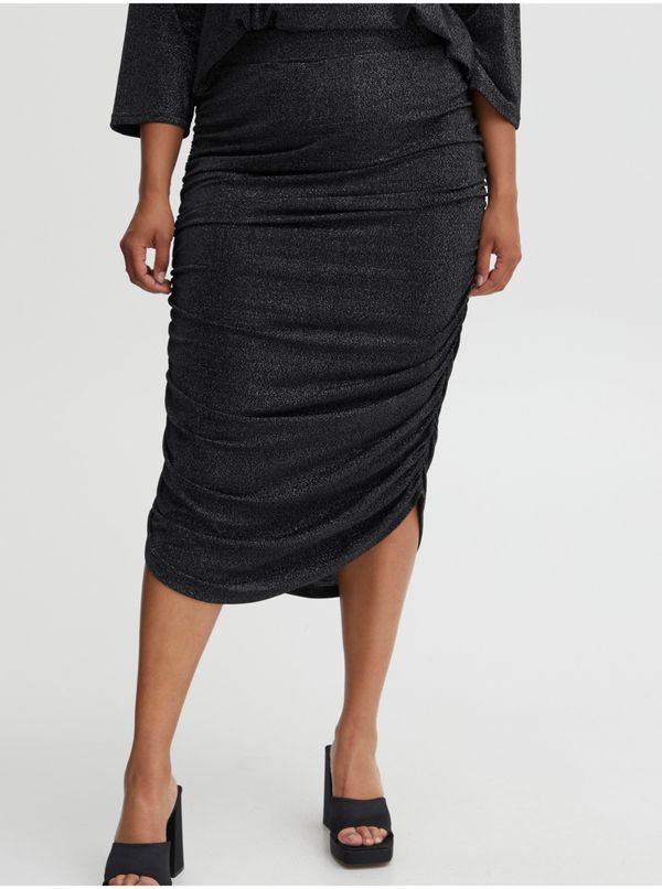 Fransa Black Women's Pencil Skirt with Metallic Fibers Fransa - Ladies