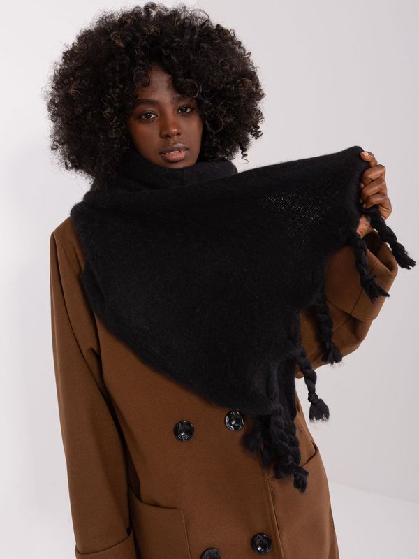 Fashionhunters Black women's scarf with fringe