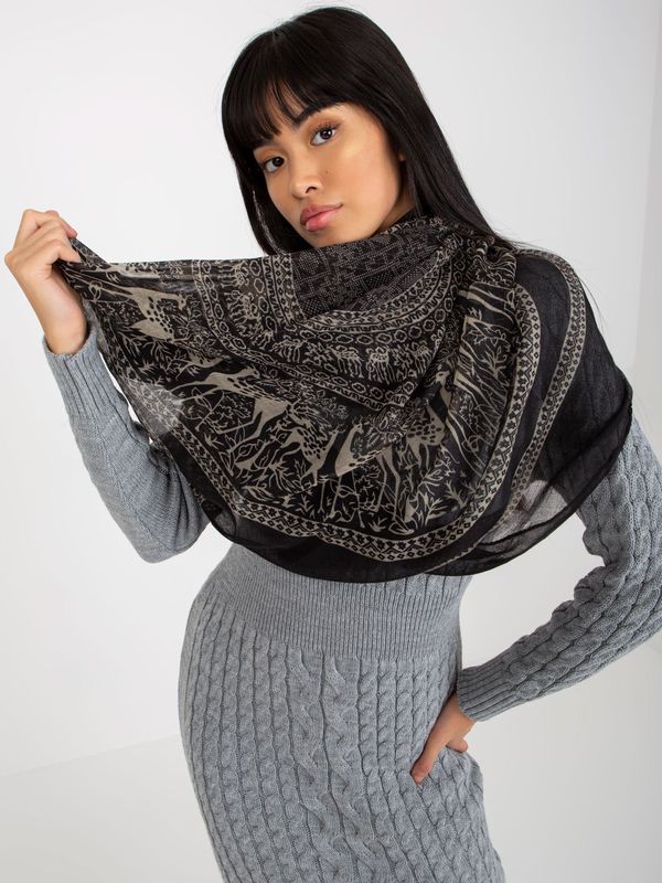 Fashionhunters Black women's scarf with print