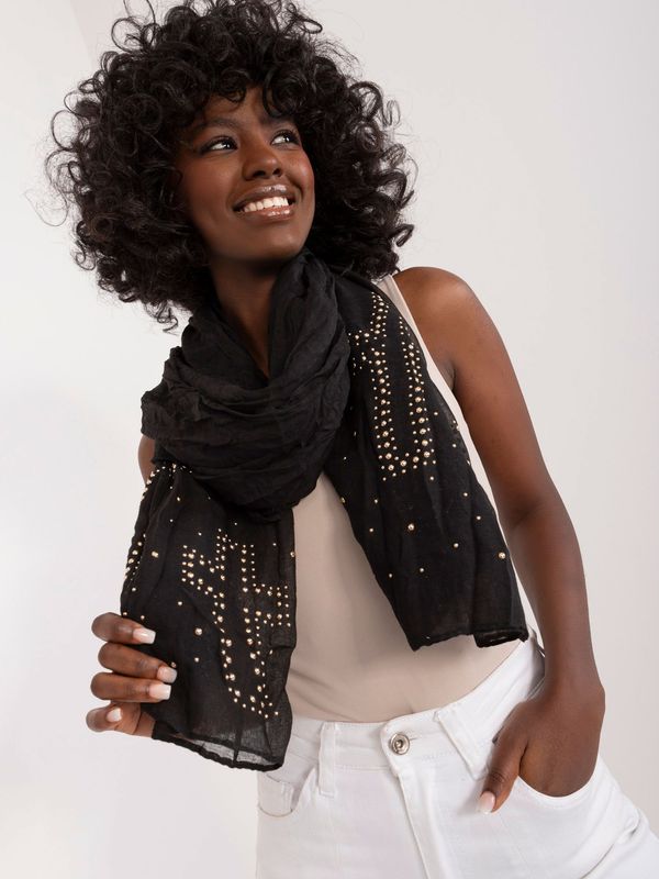 Fashionhunters Black women's scarf with ruffles