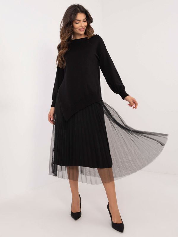 Fashionhunters Black women's set with pleated dress