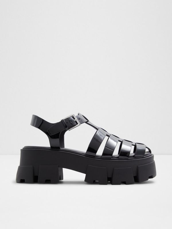 Aldo Black women's shiny sandals on the ALDO Suzy platform