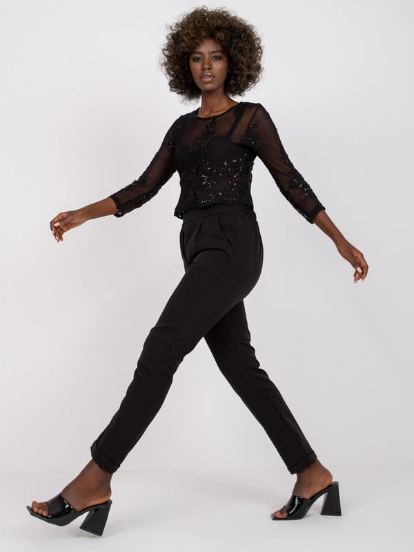 Fashionhunters Black women's straight leg trousers by Hidalgo