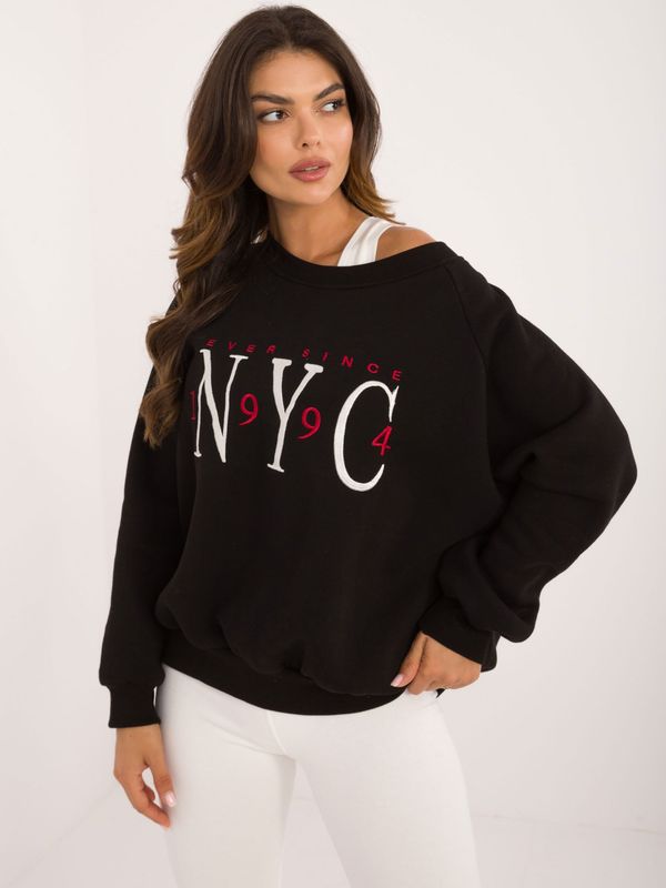 Fashionhunters Black women's sweatshirt without hood with insulation