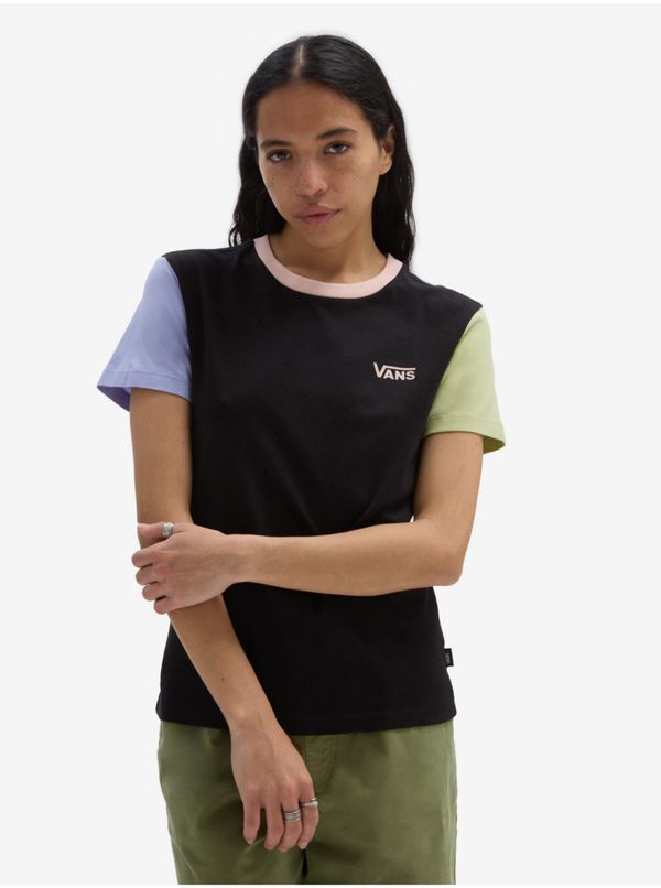 Vans Black Women's T-Shirt VANS Colorblock Crew - Women