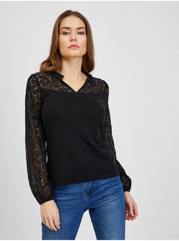 Orsay Black Women's T-shirt with lace ORSAY - Women