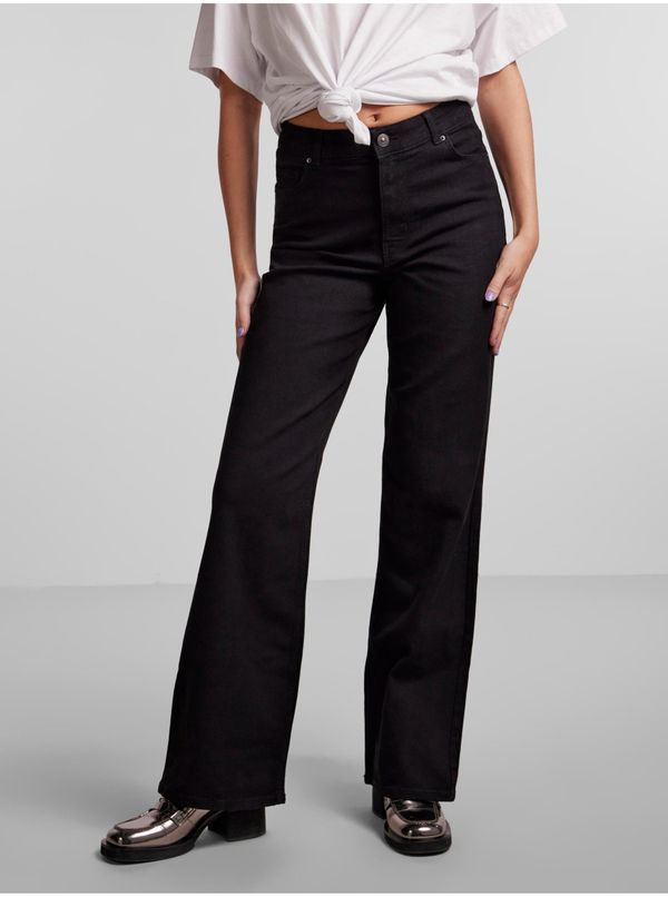 Pieces Black Women's Wide Jeans Pieces Peggy - Women