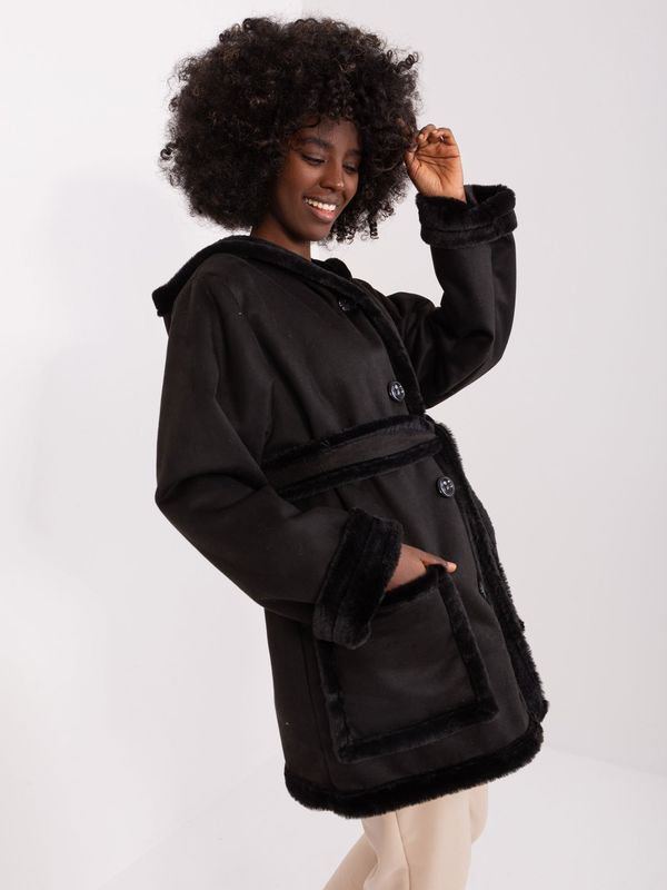 Fashionhunters Black women's winter coat with pockets