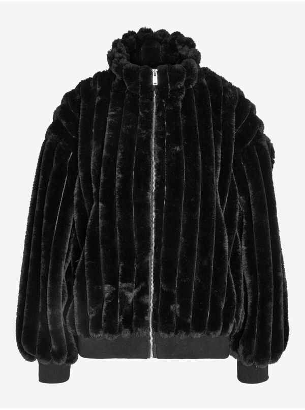 Noisy May Black Women's Winter Jacket made of artificial fur Noisy May Zena - Ladies