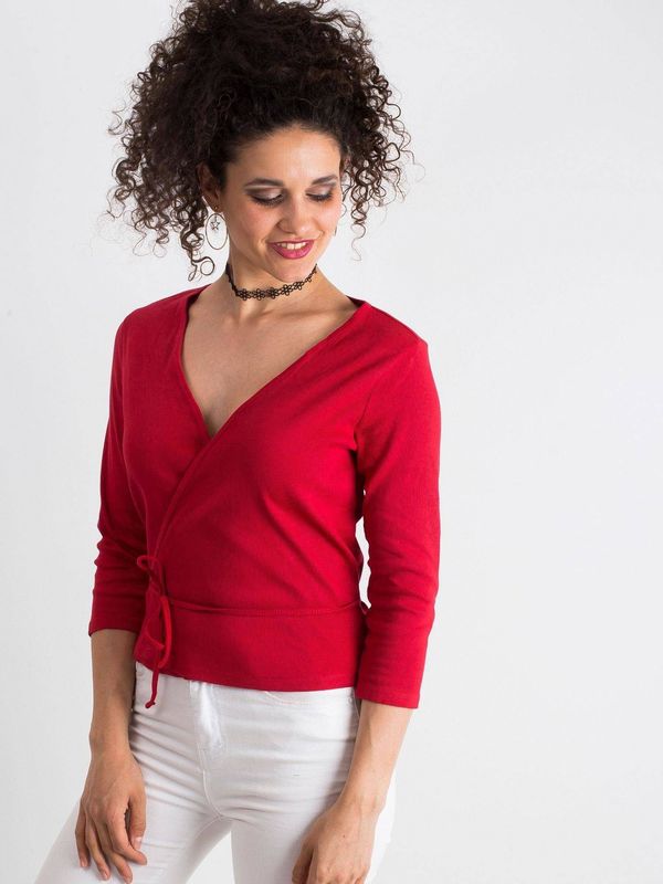 Yups Blouse made of ribbed knitted fabric tied red
