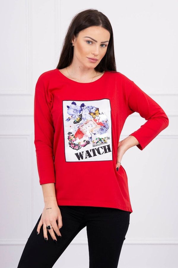 Kesi Blouse with 3D Watch red graphics