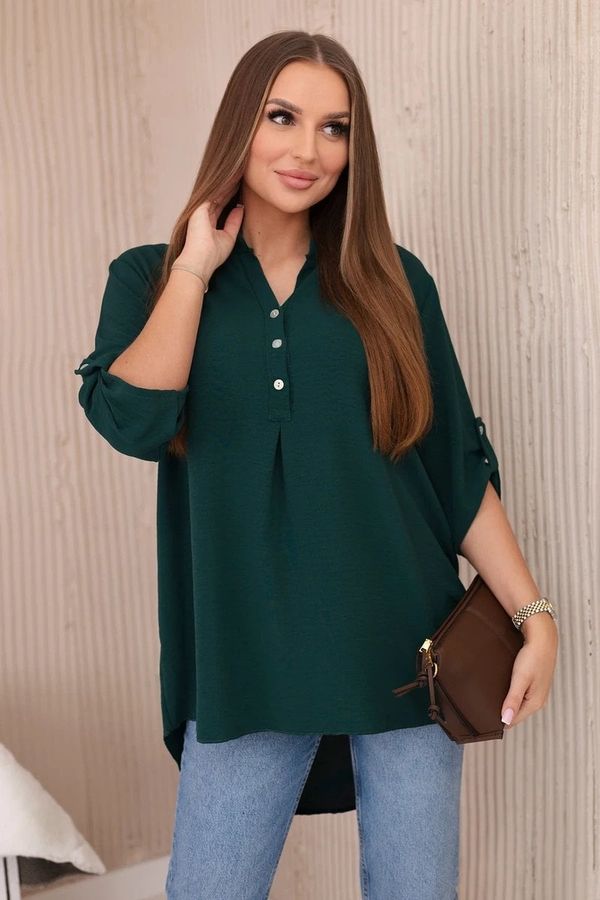 Kesi Blouse with a longer back - dark green