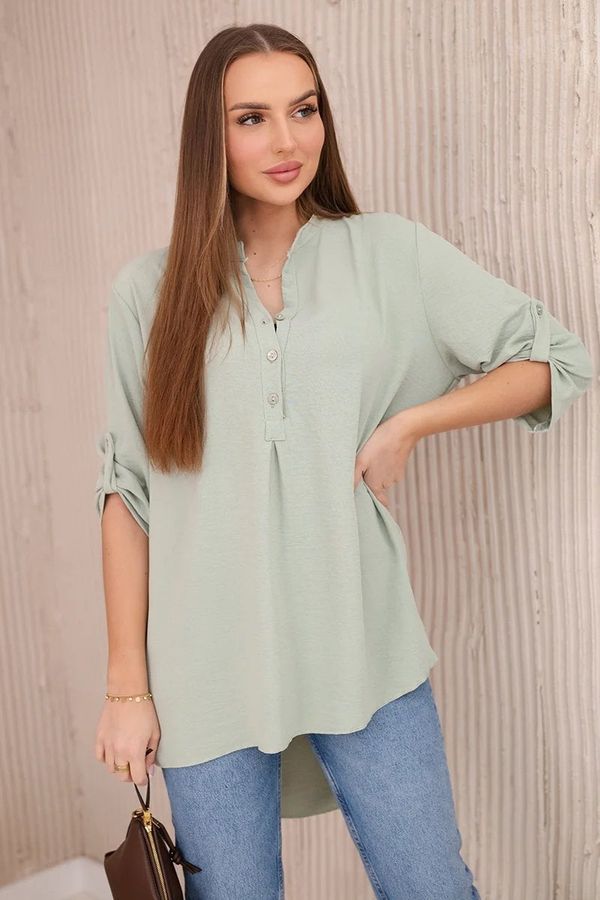 Kesi Blouse with a longer back dark mint