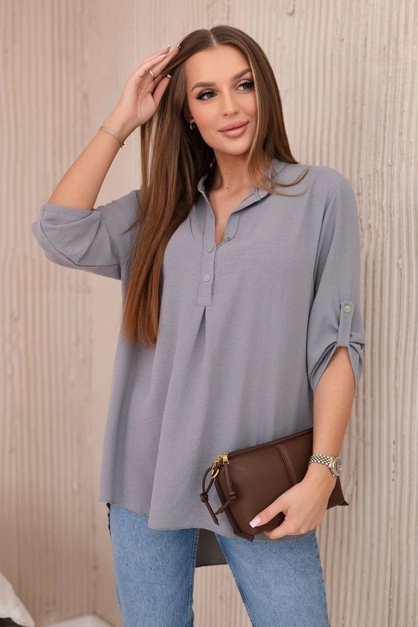 Kesi Blouse with a longer back grey