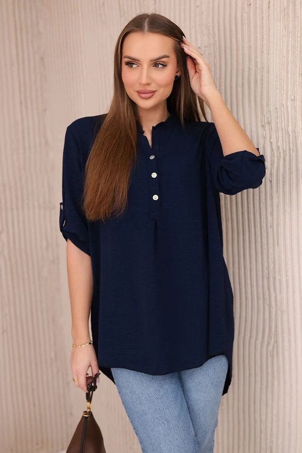 Kesi Blouse with a longer back - navy blue