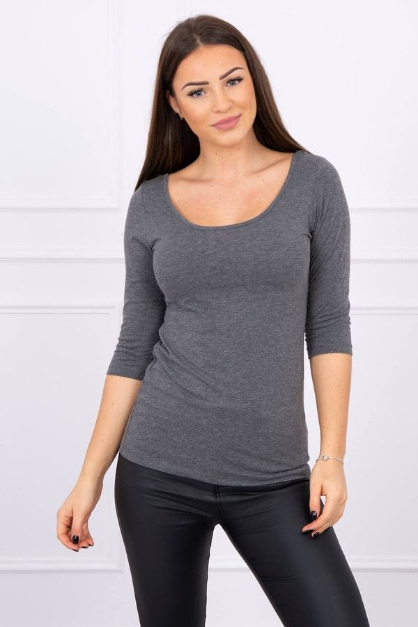 Kesi Blouse with a round neckline made of graphite melange