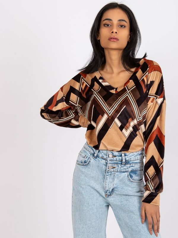 Fashionhunters Blouse with brown and beige pattern Emma