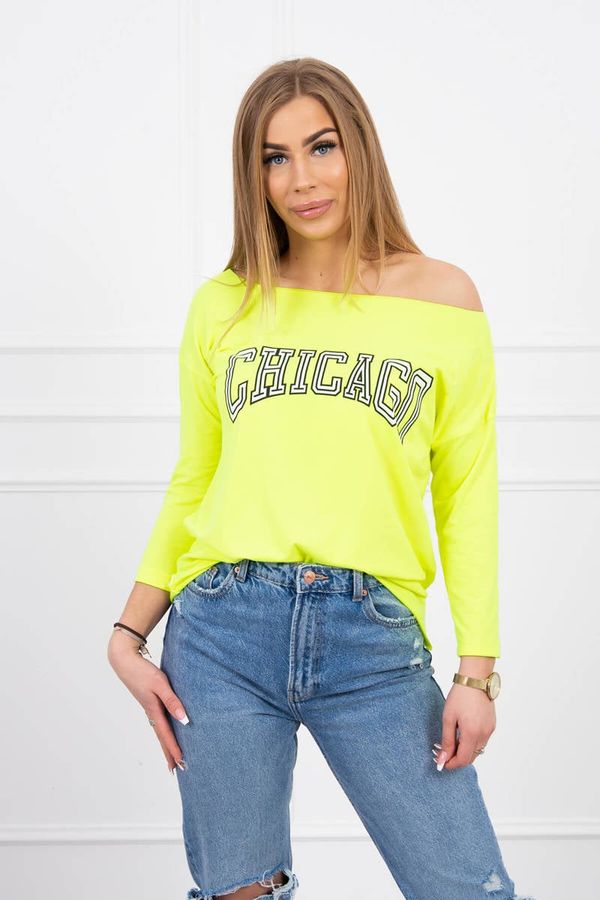 Kesi Blouse with Chicago yellow neon print