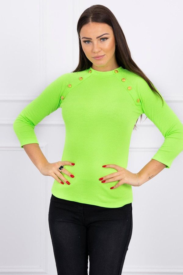 Kesi Blouse with decorative buttons green neon