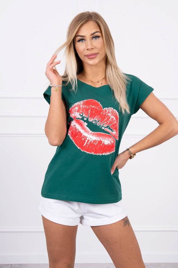 Kesi Blouse with green lip print