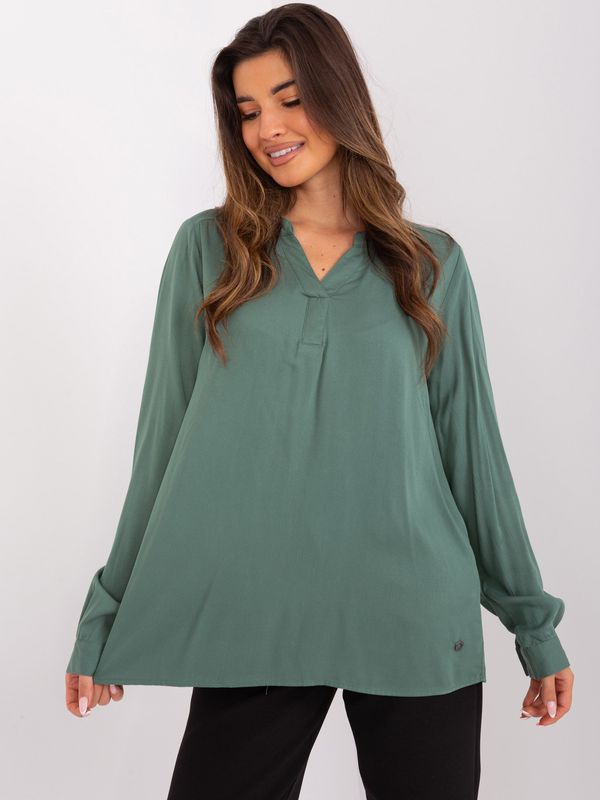 Fashionhunters Blouse with khaki viscose shirt SUBLEVEL