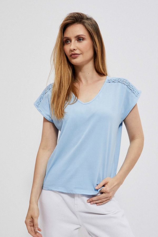 Moodo Blouse with openwork decoration - blue