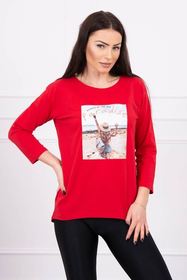 Kesi Blouse with Paradise red print
